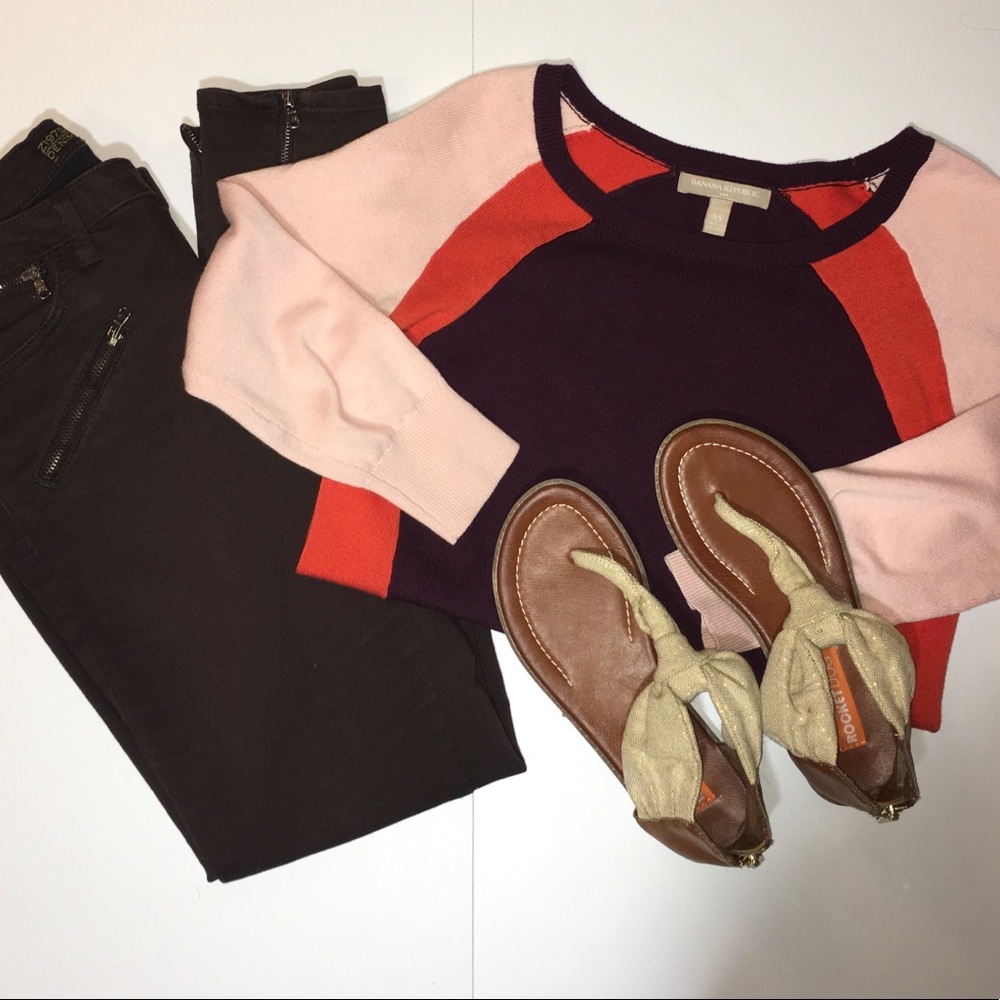 Banana republic color block 3/4 sleeve sweater